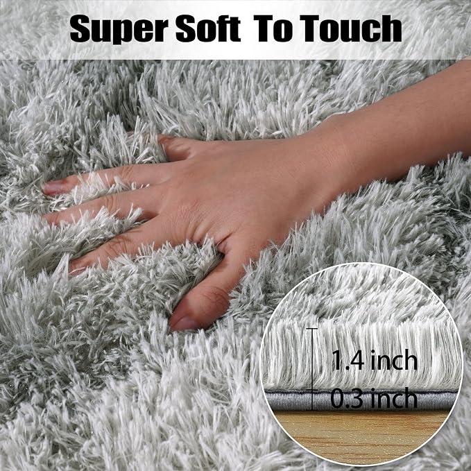 qulint Grey Rug for Bedroom 4x6, Fluffy Soft Shag Living Room Rug Fuzzy Plush - Image 2