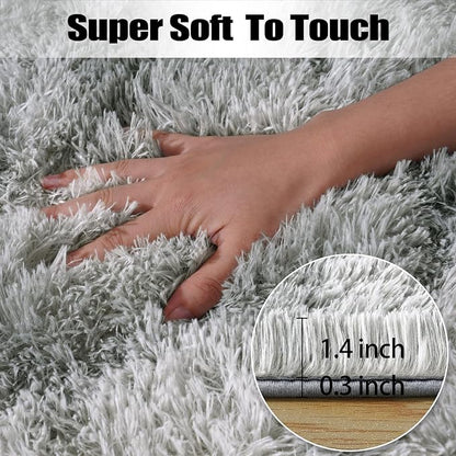 qulint Grey Rug for Bedroom 4x6, Fluffy Soft Shag Living Room Rug Fuzzy Plush - Image 2