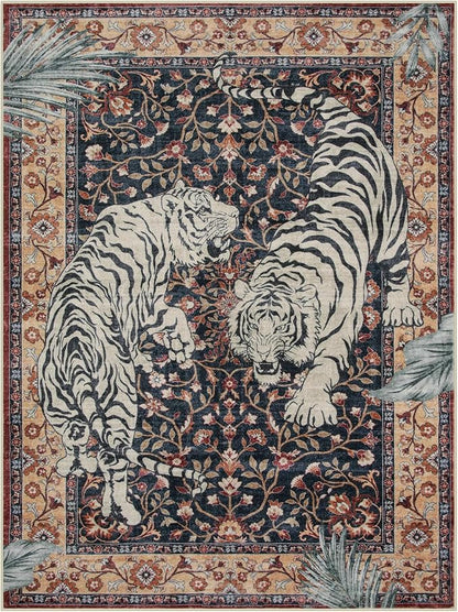 Moynesa Tiger Washable Area Rug, 9x12 Living Room Rug, Vintage Non Slip Large - Image 3