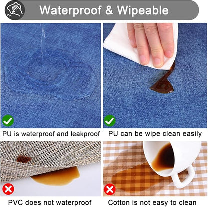 Faux Leather Heat Resistant Placemats 4 Packs, Waterproof Wipeable Dining PU - Image 4