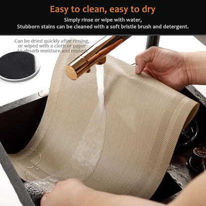 Khaki Vinyl Placemats Set of 8, Heat Resistant Table Placemats | 18x12 inch - Image 5