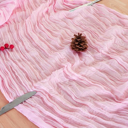 1 Pack Candy Pink Cheesecloth Table Runner 120 Inch Boho Wedding Decor | - Image 6