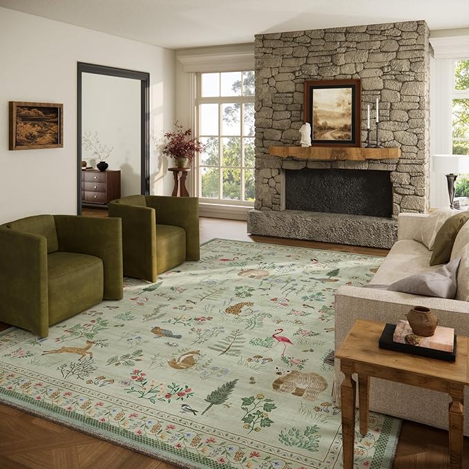10x14 Area Rugs for Living Room: Washable Rug Stain Resistant Non Slip Low Pile by palohom