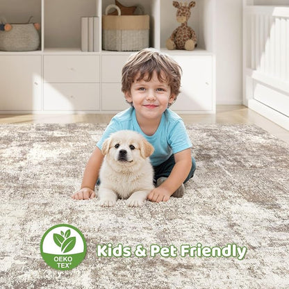 Area Rugs 9x12 Living Room: Washable Large Abstract Soft Rugs Stain Resistant - Image 7