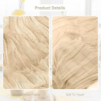 1 Pack Nude Cheesecloth Table Runner 35x120 Inch 10Ft Rustic Gauze Cheese Cloth - Image 2