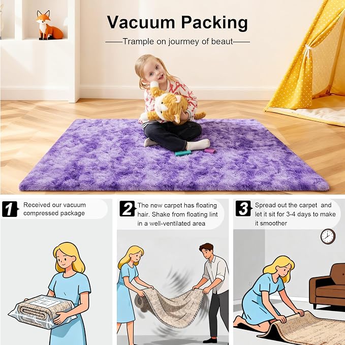 3x5 Rugs for Bedroom, Fluffy Area Rugs for Living Room, Small Fuzzy Shag Soft - Image 5