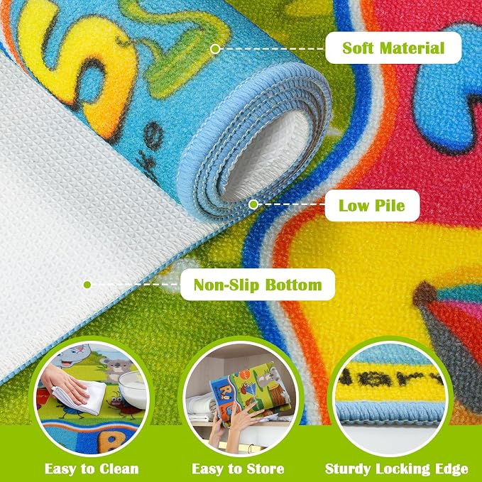 STARUIA ABC Kids Rug for Playroom, Non-Slip Educational Toddler Rug for - Image 5