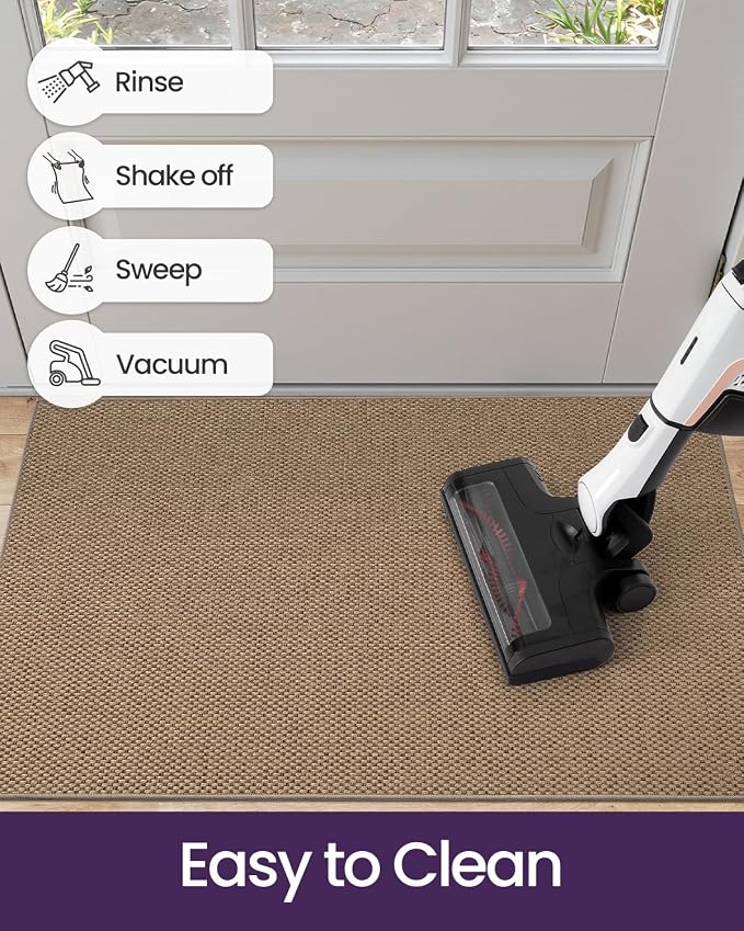 DEXI Ultra Thin Door Mat Indoor Entrance 17x30, Non Slip Rubber Backed Entryway - Image 7