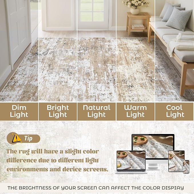 XLUEZ 5x7 Area Rugs for Living Room, Washable Modern Abstract Large Area Rug - Image 8