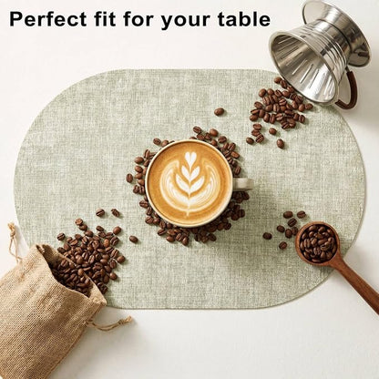 Placemats Set of 6-17" x 11.8" Waterproof & Heat Resistant Oval Place Mats - Image 5