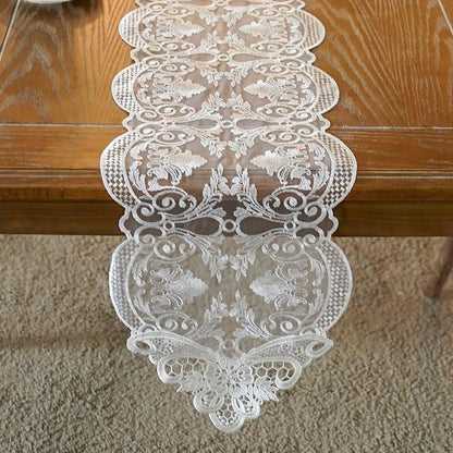 ARTABLE Off White Lace Table Runner Macrame Dresser Scarf Modern 10x70Inch | - Image 2