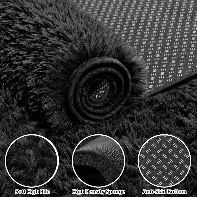 Area Rug for Living Room Bedroom: 5x7 Soft Fluffy Shag Rugs Upgrade Non-Slip - Image 4