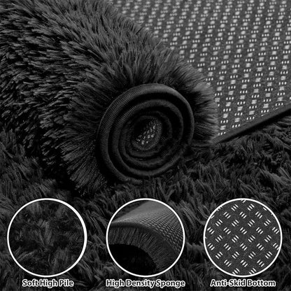 Area Rug for Living Room Bedroom: 5x7 Soft Fluffy Shag Rugs Upgrade Non-Slip - Image 4