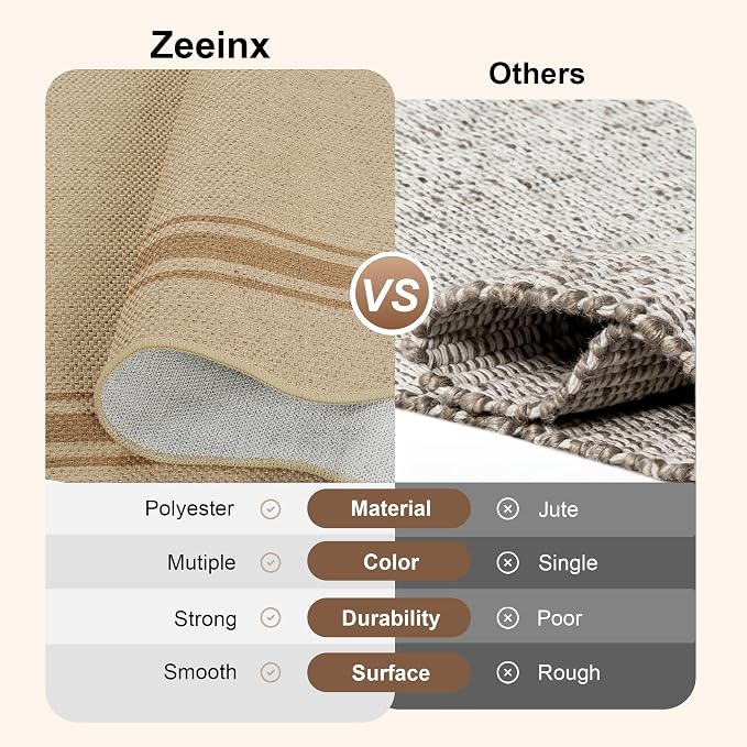 6x9 Scalloped Rug Easy Jute Washable Outdoor Patio Rug - Image 5