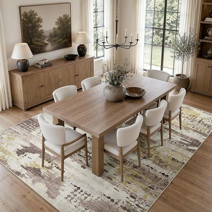 DCX Abstract Area Rug 5x7, Washable Brown Modern Rug - Image 2