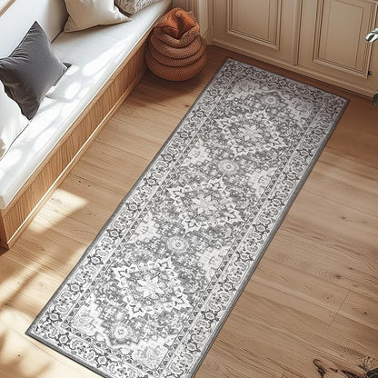 Lessymo Runner Rug for Hallway, Machine Washable Entryway Rugs Boho Faux Wool - Image 3