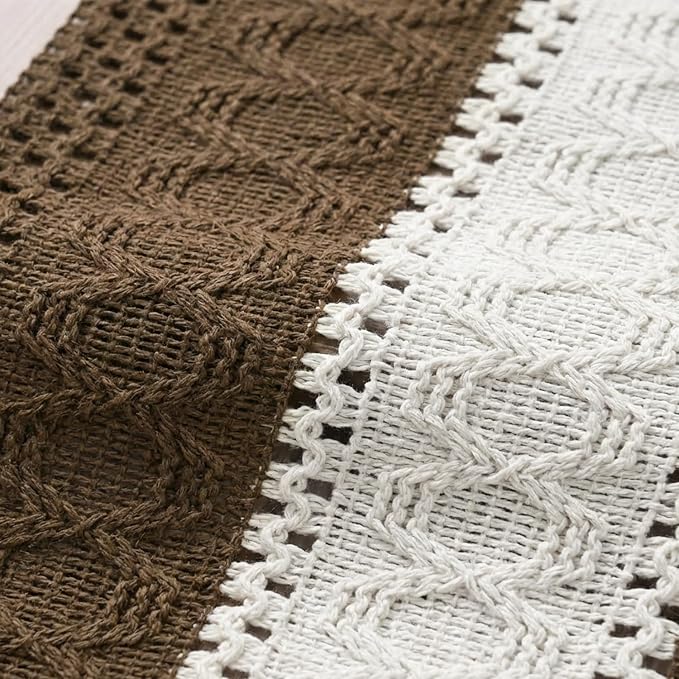 Artoid Mode Coffee Farmhouse Woven Table Runner 12x72 Inch | Seasonal Holiday - Image 6