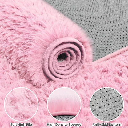 8x10 Area Rugs for Living Room Rug: Soft Fluffy Shag Light Pink Rugs for Bedroom - Image 6