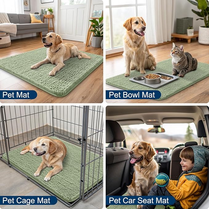 Smiry Dog Door Mat for Muddy Paws 36x24, Absorbent Dirt Trapper, Non-Slip - Image 6