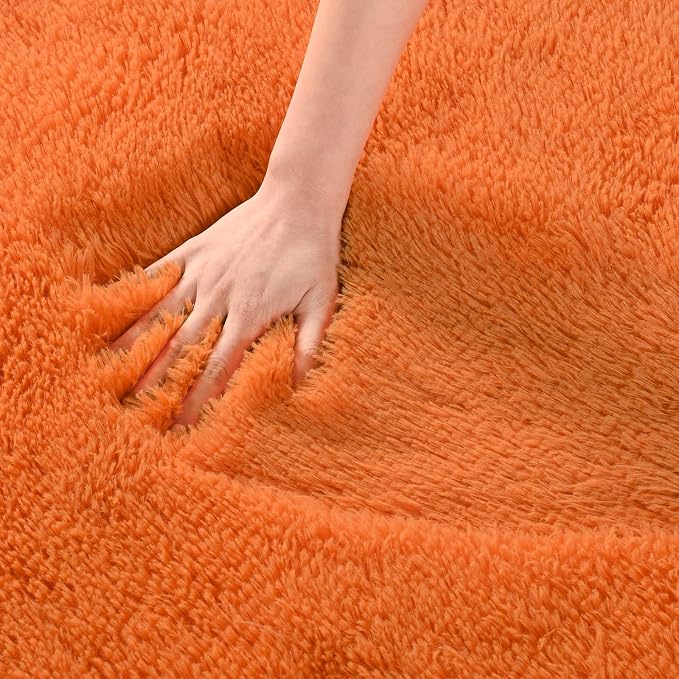Andecor Shag Area Rug for Living Room, 6x9 Feet Orange Soft Fluffy Indoor Plush - Image 7
