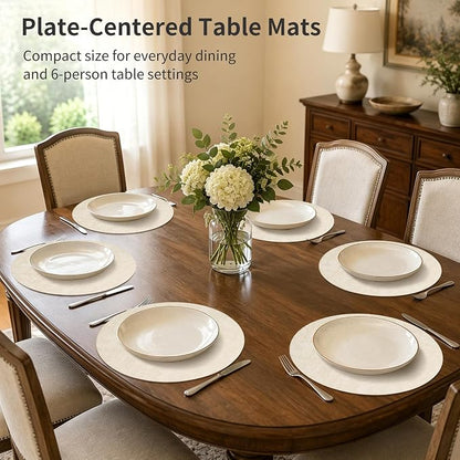Maxpearl Faux Leather Round Placemats Set of 6, 13.8 inch, Heat Resistant - Image 3