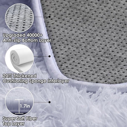 ONASAR White Rugs for Bedroom, 3x5 Fluffy Shaggy Bedside Area Rug, Soft Plush - Image 3