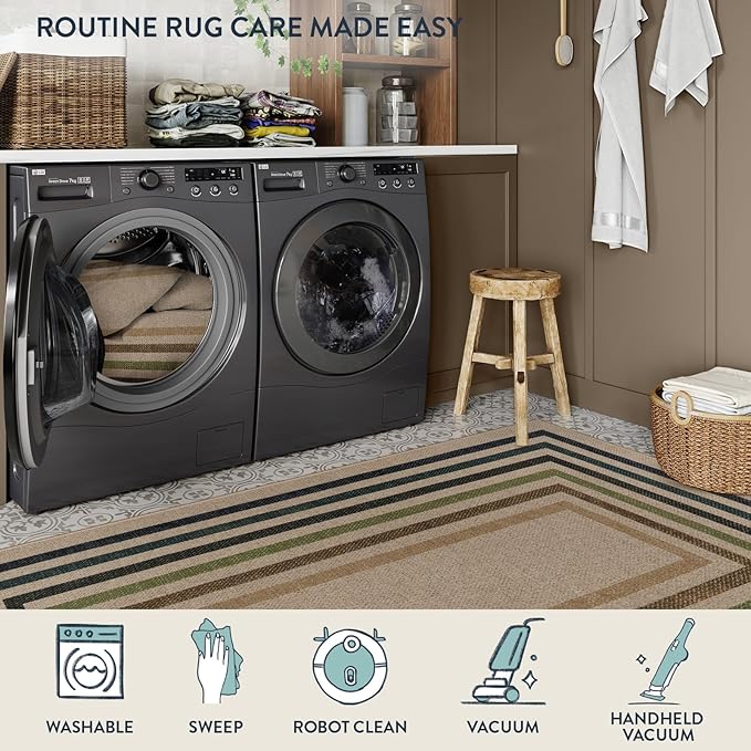 Lahome Enfys Modern Geometric Easy Jute Entryway Rug, 3x5 Washable Farmhouse - Image 6