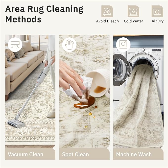 Soalmost 4x6 Area Rugs for Living Room, Vintage Washable Rugs for Dining Room - Image 9