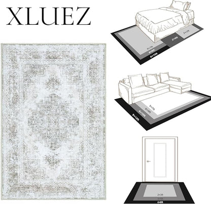 XLUEZ Area Rug 6x9 Living Room Rug, Machine Washable Vintage Distressed - Image 8