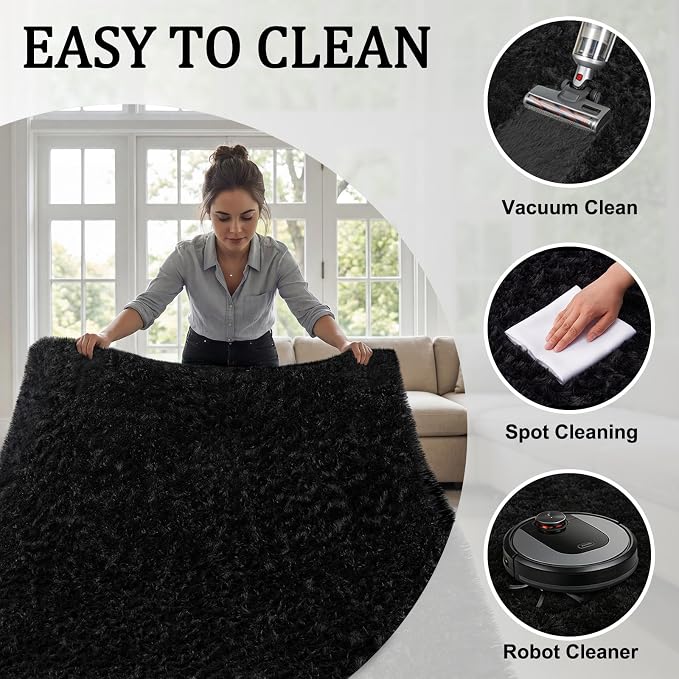 Area Rug for Living Room Bedroom: 4x6 Soft Fluffy Shag Rugs Upgrade Non-Slip - Image 7