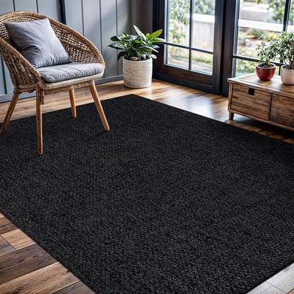 CAMILSON Easy Jute Rug 5x7, Indoor Outdoor Dark Gray Black Farmhouse Area Rugs - Image 7