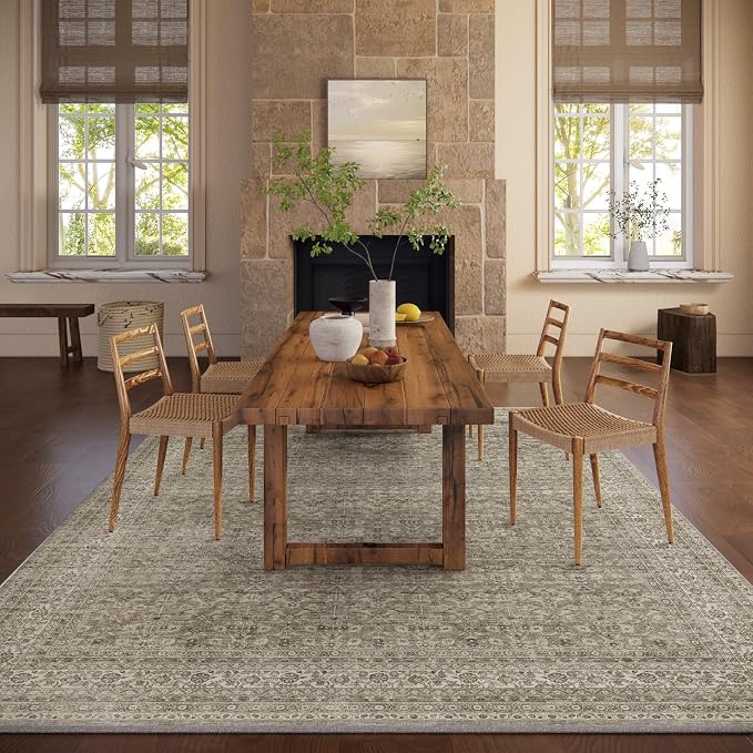 Washable Area Rugs for Living Room: 10x14 Bedroom Rug Vintage Large Rugs Stain - Image 5