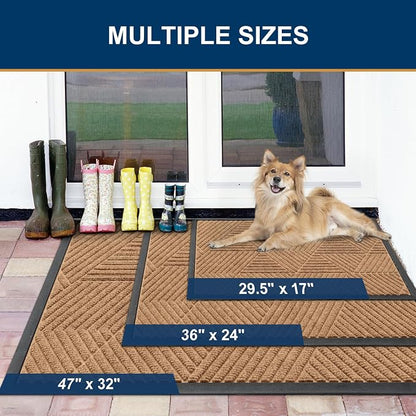 Smiry Front Door Mat Outside Entrance, Heavy Duty Sturdy Natural Rubber Doormat - Image 2