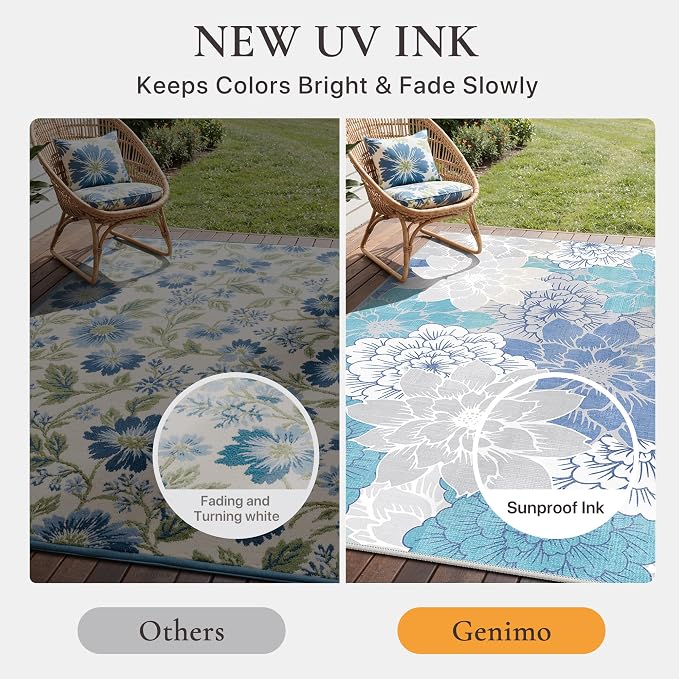 GENIMO Indoor Outdoor Area Rug 6'x9', Machine Washable Rugs - Image 5