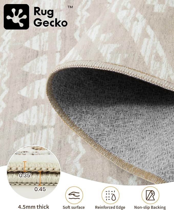 Miukiki 6x9 Area Rug for Living Room Moroccan Washable Rugs Non Slip Indoor - Image 3