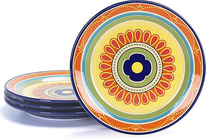Bico Tunisian Salad Plates Set of 4, 8.75 Inch Ceramic Dessert Plates by Bico