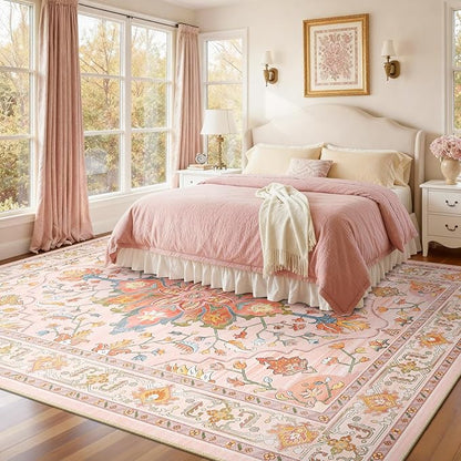 RELEANY Area Rugs 7'x10' Washable Non-Slip, Floral Vintage Distress Medallion - Image 2