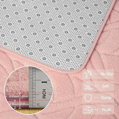 5x7 Pink Washable Area Rug for Bedroom Living Room, Leaf Geometric Patter Shag - Image 6