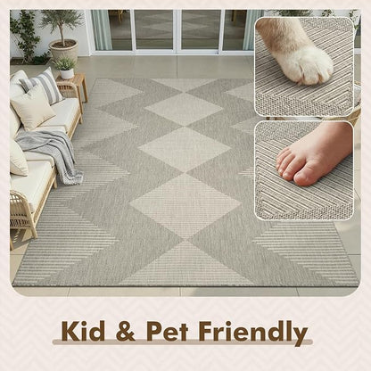 MontVoo-Outdoor Rug Carpet Patio Rug 8x10 Polypropylene Indoor Outdoor Rugs - Image 5