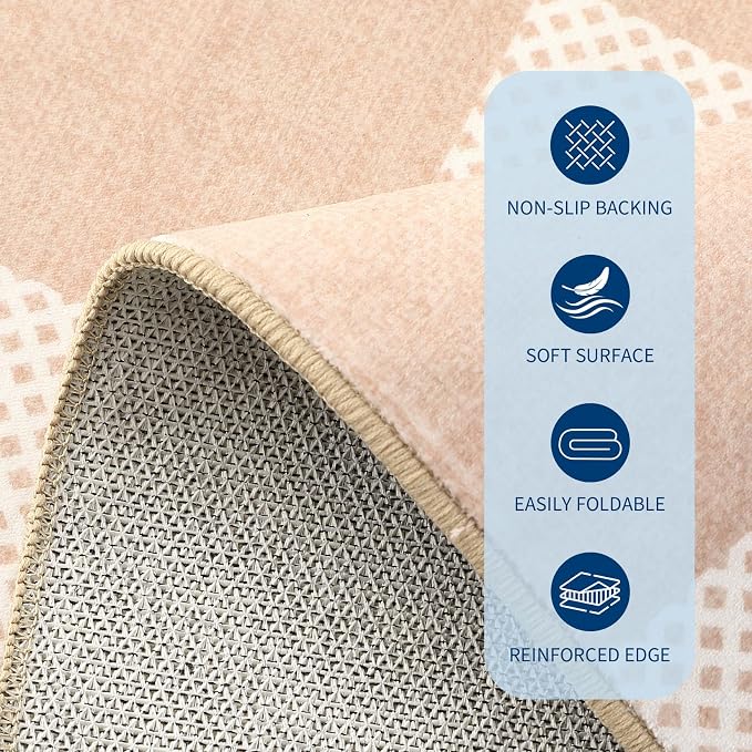 GarveeHome Checkered Blush Beige Neutral Nursery Kids Playroom 3x5 Washable Rug - Image 6