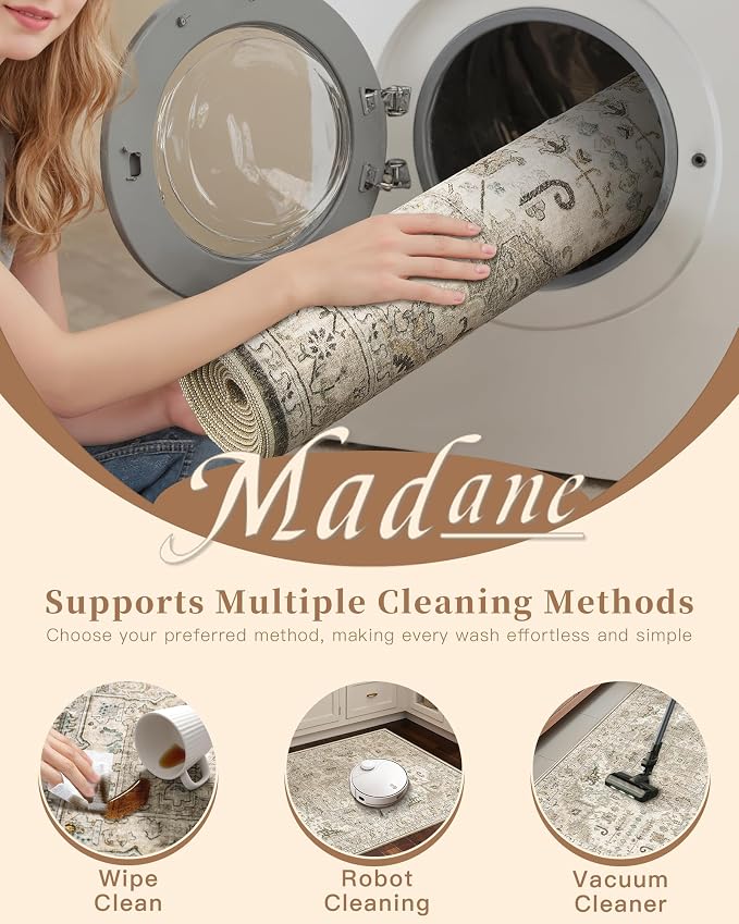 Madane Washable Runner Rug 2x7, Hallway Laundry Room Kitchen, Non Slip Rug - Image 9