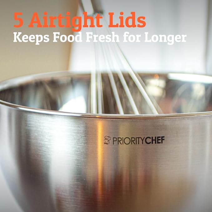 Premium Mixing Bowls With Lids Set, Airtight Lids, Thicker Stainless Steel - Image 4
