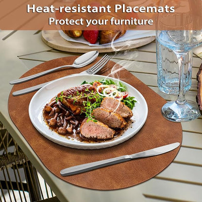 ADRIMER Placemats, Heat Resistant Oval Placemats Set of 4 Washable 12 x 17 Inch - Image 3
