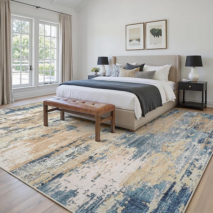 Area Rugs 10x14 Living Room: Large Soft Washable Rug Modern Abstract Anti-Skid - Image 4