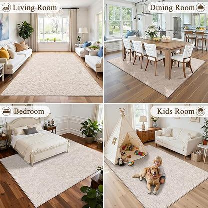 Vaukki 5x7 Area Rug for Living Room, Soft Fluffy Washable Modern Floral Indoor - Image 5