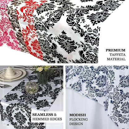 Efavormart 5PCS of Royal Blue Damask Flocking Premium Table Top Runner - Image 4