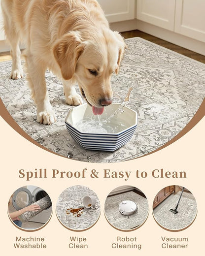 Madane Washable Kitchen Rug Set of 3, Small Area Rug Non-Slip Vintage Entryway - Image 7