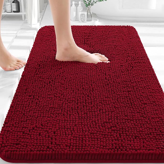 OLANLY Bathroom Rugs 36x24, Extra Soft Absorbent Chenille Bath Rugs, Rubber by OLANLY