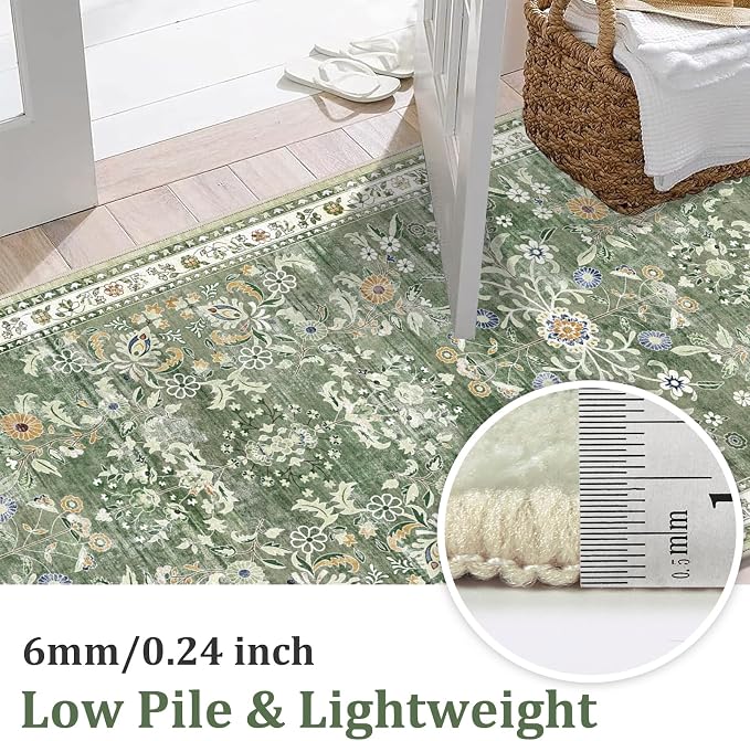 Yamaziot Washable Area Rug 9x12 – Large Non-Slip Boho Floral Living Room Rug - Image 3