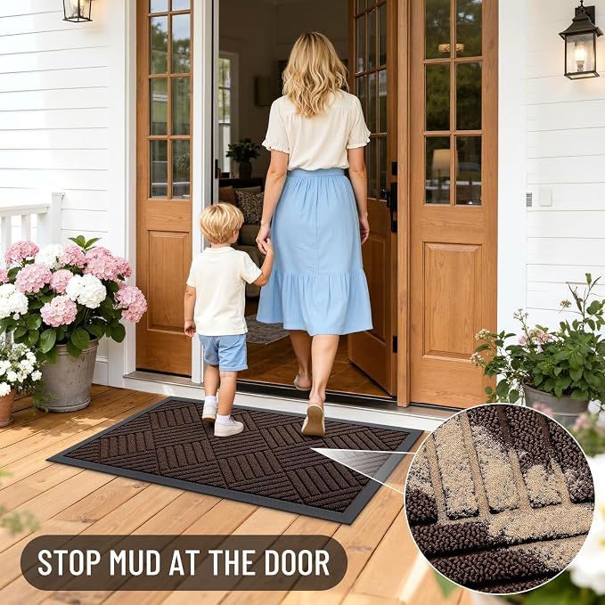 OLANLY Front Door Mat Outside Entrance 59x34, Heavy Duty Sturdy Natural Rubber - Image 6
